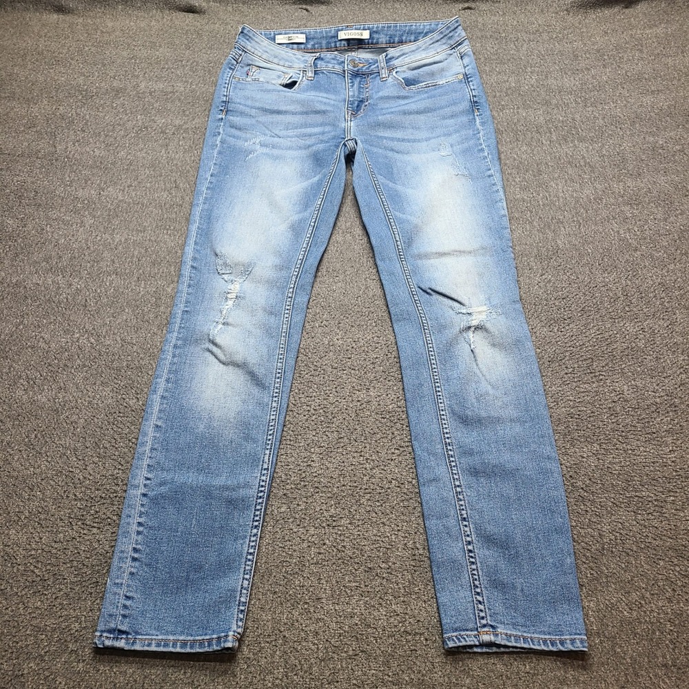 Vigoss Thompson Tomboy Jeans Women 28 Blue Excellent Distressed‎ Straight Leg